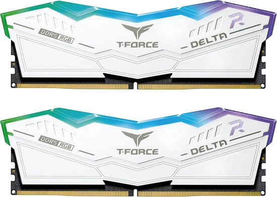 Оперативна пам'ять Team T-Force Delta RGB White DDR5 6000 MHz 32GB (2x16GB) CL30 (FF4D532G6000HC30DC01), DDR5, 32 Гб, 2, Охолодження модуля, Присутня