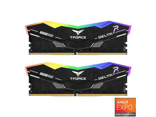 Оперативная память Team T-Force DELTAα RGB AMD EXPO DDR5 6000 MHz 32GB (2x16GB) CL38 (FF7D532G6000HC38ADC01), DDR5, 32 Гб, 2, Охлаждения модуля, Присутствует