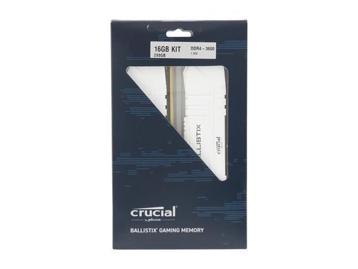 Оперативна пам'ять Crucial Ballistix 16GB (2 x 8GB) DDR4 3600 CL16 BL2K8G36C16U4W, DDR4, 16 Гб, 2, Охолодження модуля, Відсутня