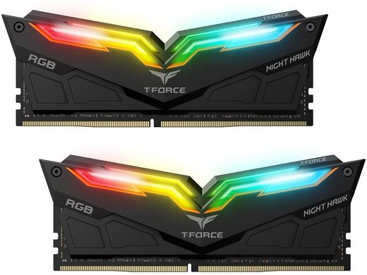 Оперативна пам'ять TEAM 16 GB (2x8GB) DDR4 3200 MHz T-Force Night Hawk RGB Black (TF1D416G3200HC16CDC01), DDR4, 16 Гб, 2, Охолодження модуля, Присутня