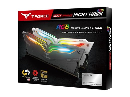 Оперативна пам'ять TEAM 16 GB (2x8GB) DDR4 3200 MHz T-Force Night Hawk RGB Black (TF1D416G3200HC16CDC01), DDR4, 16 Гб, 2, Охолодження модуля, Присутня