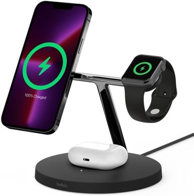 Док-станція Belkin BOOST CHARGE PRO 3-in-1 Wireless Charger with MagSafe Black (HPG02, WIZ009ttBK-APL)