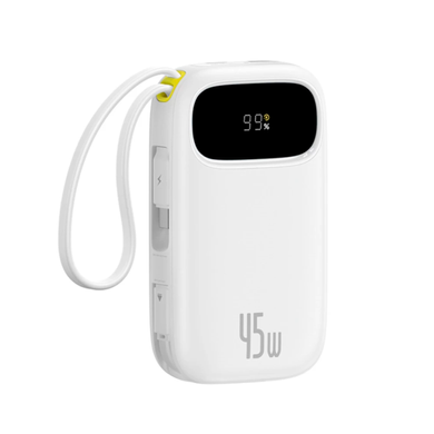 Зовнішній акумулятор (Power Bank) Baseus EnerFill FC31 Digital Display Power Bank with Built-in USB-C + C Cable 20000mAh 45W Moon White (P10082105213-00)