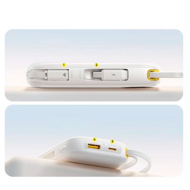 Зовнішній акумулятор (Power Bank) Baseus EnerFill FC31 Digital Display Power Bank with Built-in USB-C + C Cable 20000mAh 45W Moon White (P10082105213-00)
