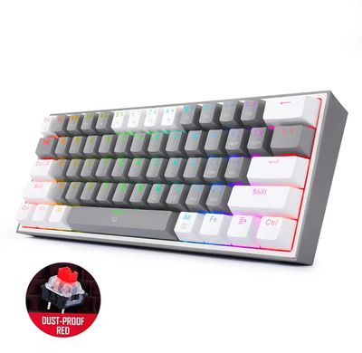 Клавіатура Redragon Fizz K617 Gray/White ENG (K617RGB-GW), Сірий-Білий, сірий-білий