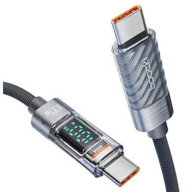 Кабель Toocki 100w Type C - Type C, 1 m, gray, LED дисплей (TQ-X36CC1GREY)