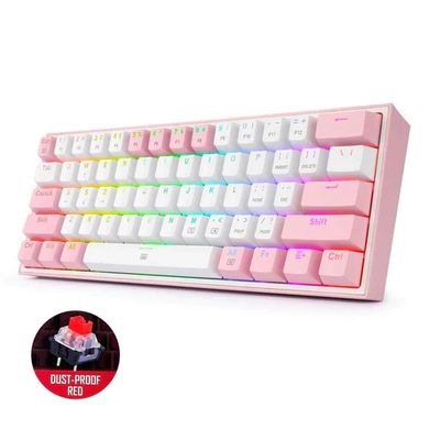 Клавіатура Redragon Fizz K617 White/Pink ENG (K617RGB-WP), Білий-Рожевий, білий-рожевий