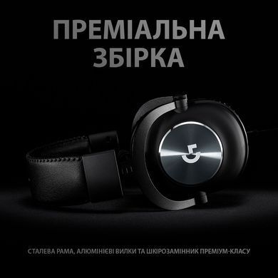 Навушники з мікрофоном Logitech G PRO X Gaming Headset Black (981-000818), На дужці